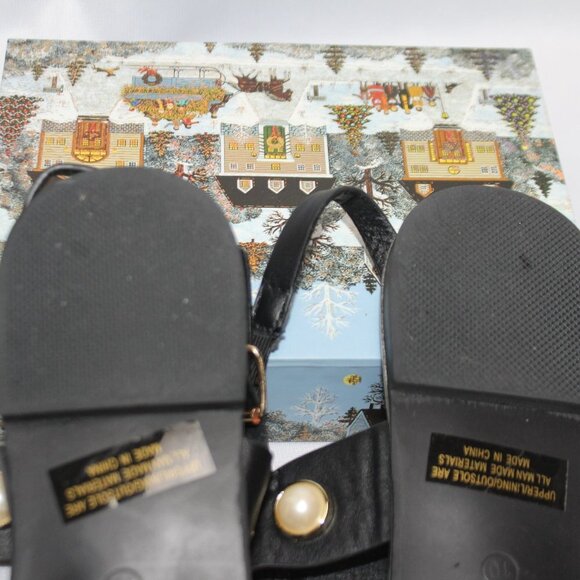 Extreme by Eddie Marc Black Sandals with Golden and Faux Pearl Accents - Picture 8 of 9